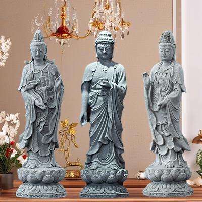 Sandstone Tathagata Guanyin Sculptures and Figurines Chinese Buddhist Figures Home Living Room Office Table Decoration Feng Shui
