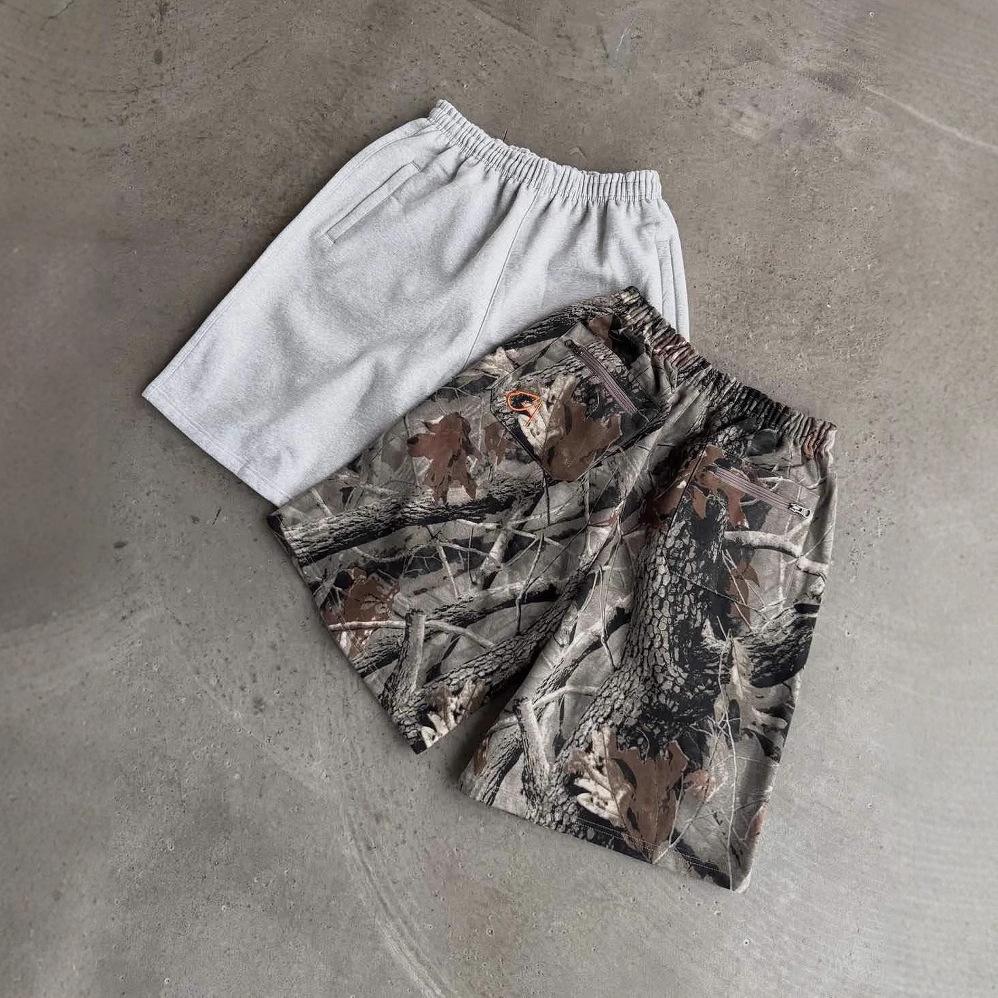 Pantaloncini sportivi unisex a vita media-bassa, gamba dritta, con ricamo, casual, in poliestere traspirante, per basket, corsa, sport, per la primavera, streetwear
