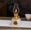 Oil Lamp Ceramic Ghee Lamp Retro Lamp Household New Chinese Ornament Atmosphere Light Night Light Buddha Lamp