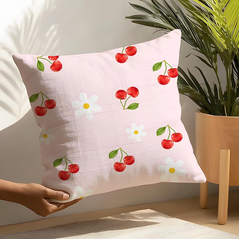 

Pink bow cherry Pillow Case Home Living Room Decoration Linen Pillow Cases Cushion Cover 30X30cm
