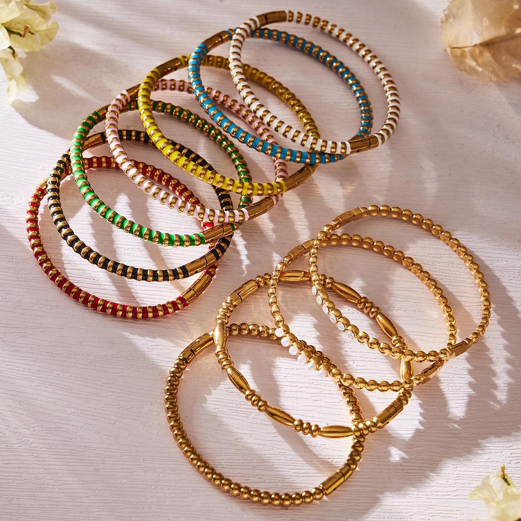 European & American Fashion Seashell Pearl Zircon Gold Bead Bracelet - Stainless Steel Light Luxury Women's Hand Jewelry