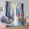 2 Stück, 2D-Flachdruck Kreative Vorhänge Verzauberte Winterlandschaft Vielseitig Langlebig Polyester (ohne Stange) Dekorationen für Zuhause