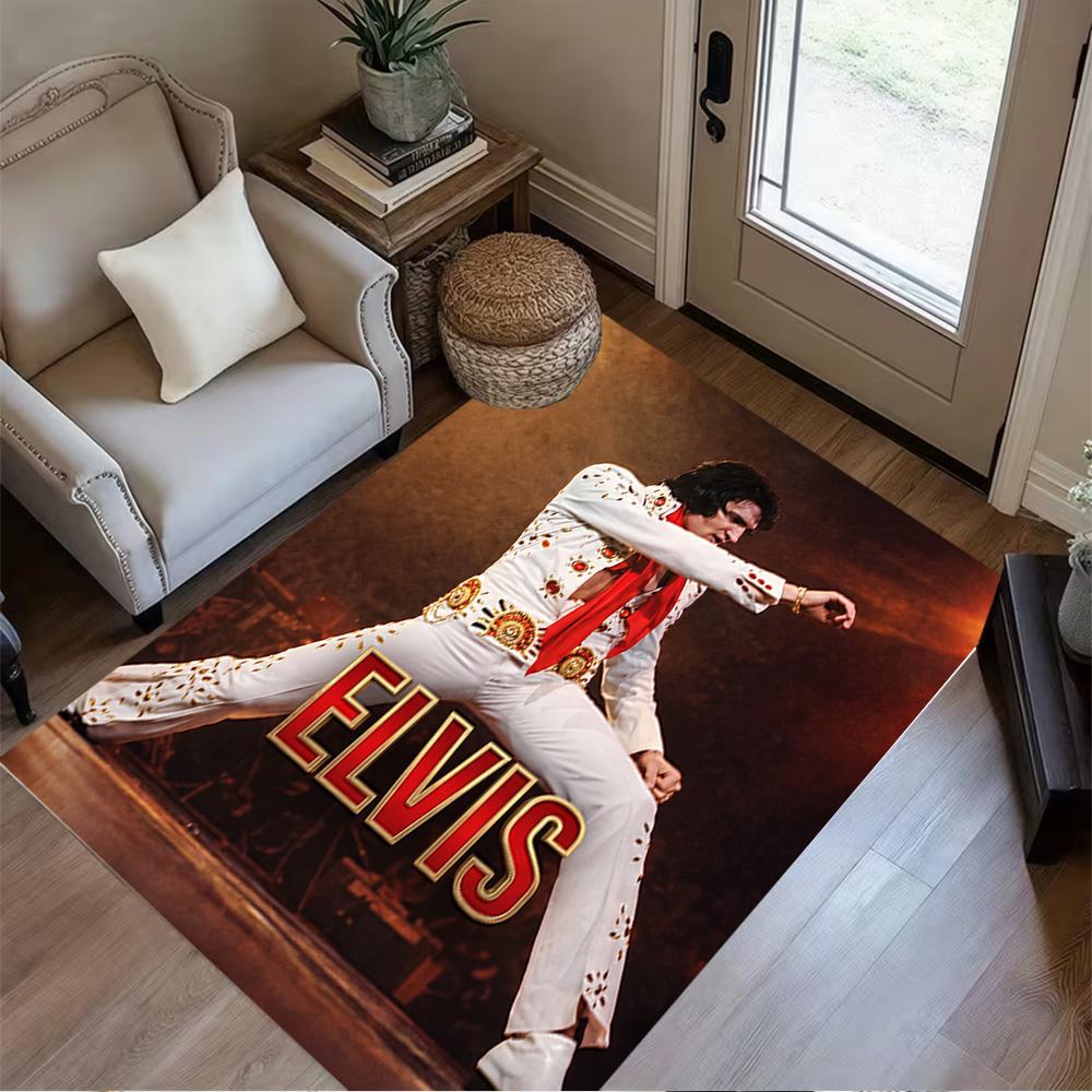 Elvis Presley Music Legend Floor Rug Office Rug Design for Hallway Living Rooms Decorate room Kitchen Antislip Carpet Anime Office Decor Spiritual Gif