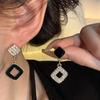 Asymmetrical Geometric Micro-Inlaid Diamond Earrings with S925 Silver Needle