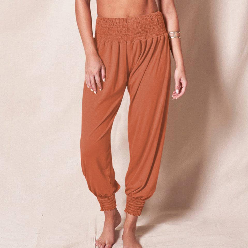 Neue Haremshose für Damen, Elastischer Bund, Einfarbige Locker Geschnittene Casual Yoga Jogginghose mit Bündchen an den Knöcheln für Zuhause, Freizeit und Sport