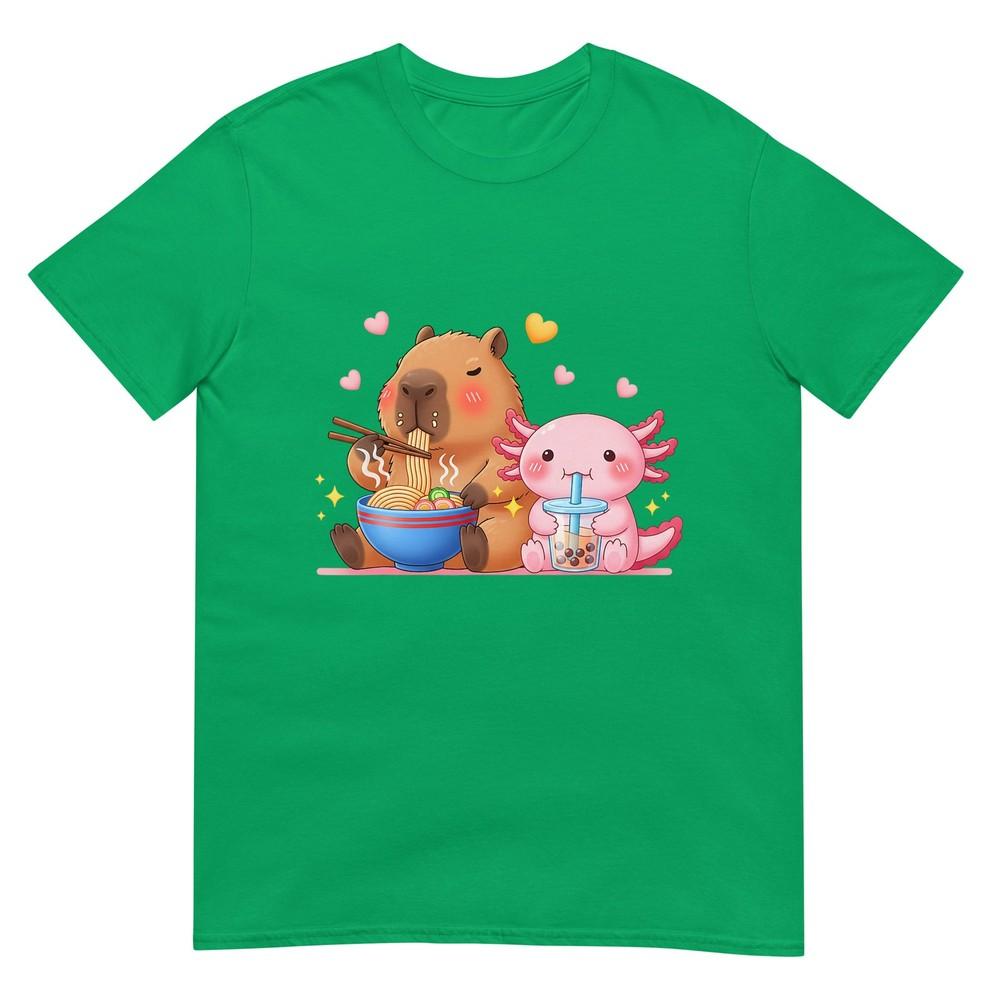 Cute Capybara Raunisex And Axolotl Boba Kawaii Boys Girls Kids Tshirt