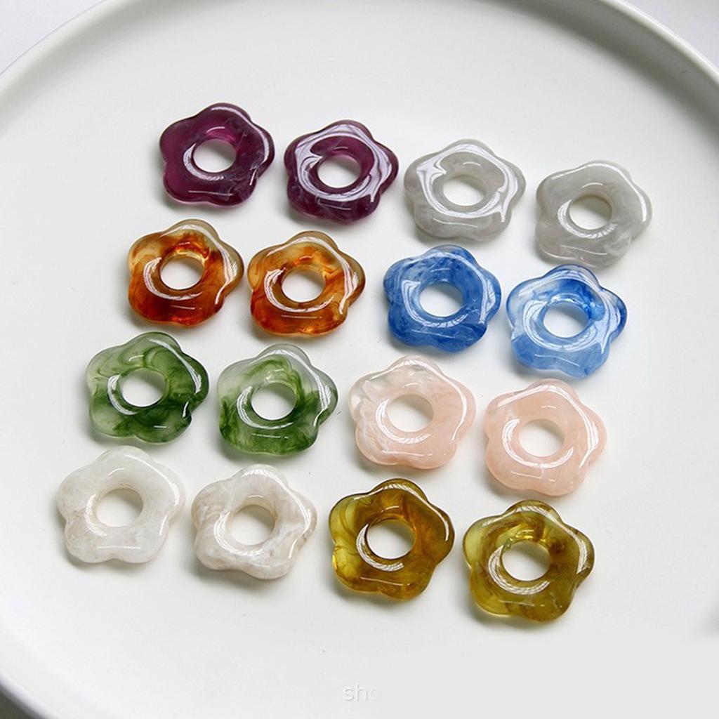 Resin Single Holes Flowers Charm Pendants Loose Charm Beads Hollow Five Petal Flower Bead Charm Jewelry Making Tool