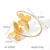 18k Gold Stainless Steel Butterfly Open Bangle Non-fading Titanium Steel Flower Open Ring for Women