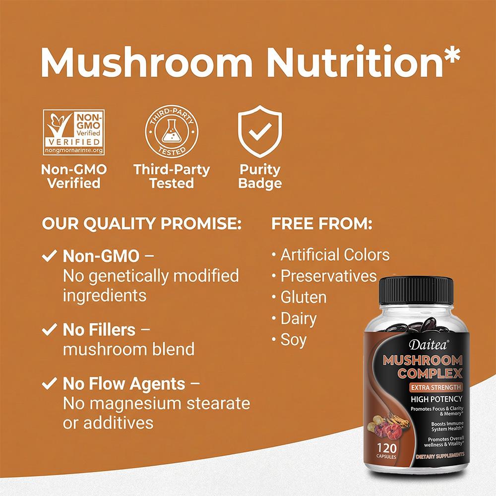 Capsule Complesso di Funghi Premium per Supporto Immunitario e Cognitivo 120 Capsule
