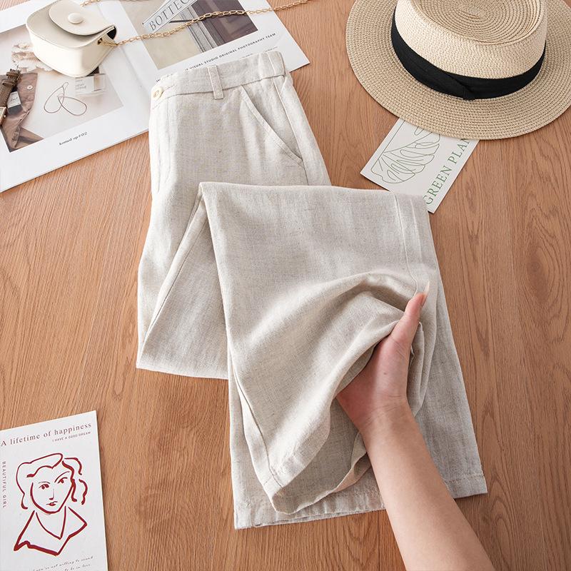 

Women s High-Waisted White Tencel Linen Wide-Leg Summer Pants - 2026 Slimming Loose Casual Style 28