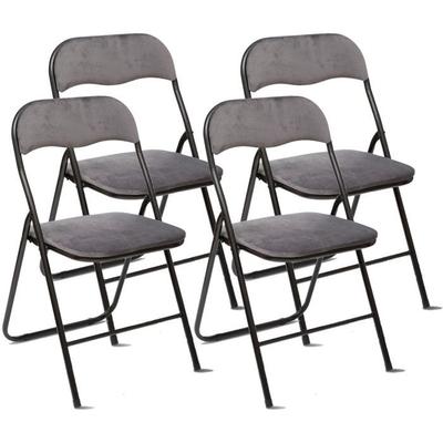 Set of 4 "Easy" Atmosphera Folding Velvet Chairs - Grey
