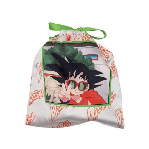 Small Planet Dragon Ball Ribbon Drawstring Bag Son Goku Peace Sign