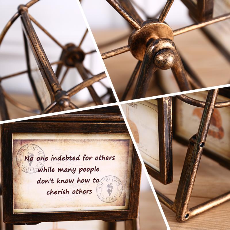 5 Inch Classical Retro 360 Degree Rotation Ferris Wheel Photo Frame Romantic Unassembled DIY Pictures Frame Home Windmill Decor