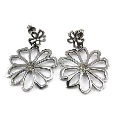 [J4039] - Designer Earrings 'Flora' Aged Silver
