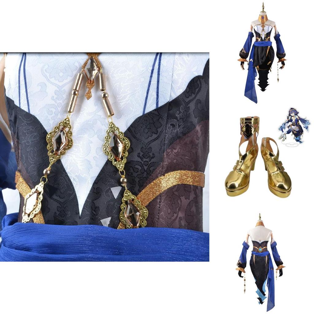 Gorgeous Genshin Impact Layla Cosplay Costume Wig Shoes For Adults Halloween Carnival Party