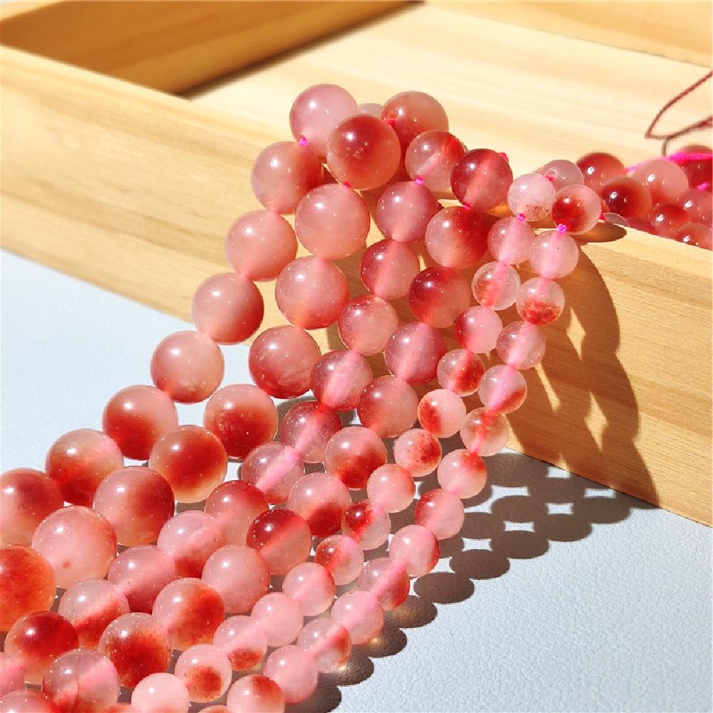 Red Chalcedony Floating Jades Natural Stone 15" Smooth Loose Spacer Beads 4/6/8/10/12mm for Jewelry Making DIY Bracelets Charms Accessories