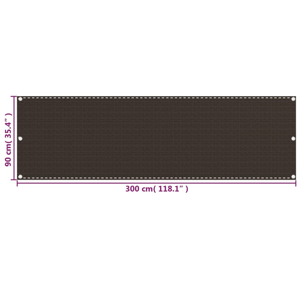 Balcony Privacy Screen Brown 90 X 300 Cm HDPE