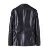 Men Business Casual Faux Leather Jacket Black / Khaki Fashion Male Suit Collar Coats