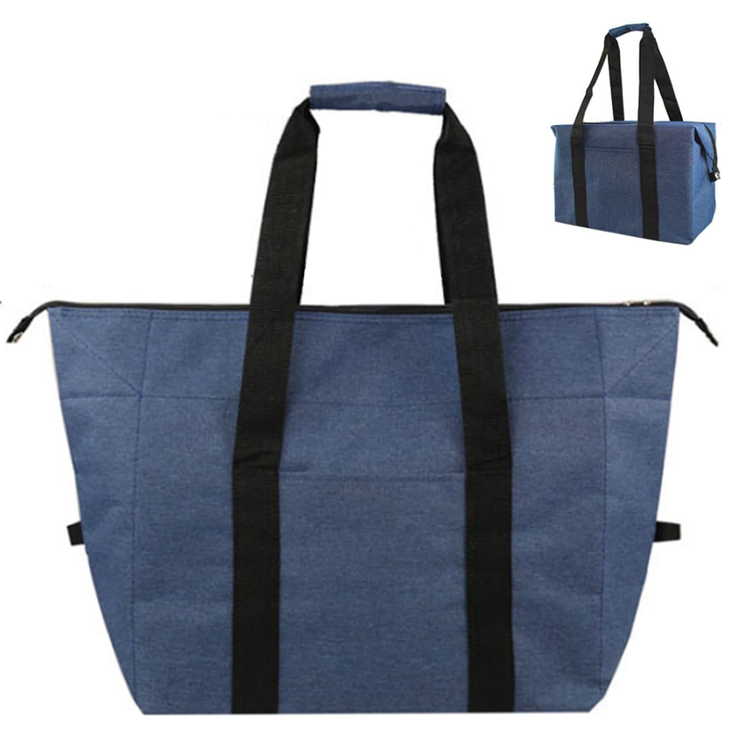

DIAFELIZ Large Capacity Foldable Insulated Eco Navy Bag, 2-Way Tote/Square,