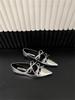 2025 spring and autumn new Korean flat-bottomed pointed single shoes women's bow shallow mouth one pedal Mary Jane shoes