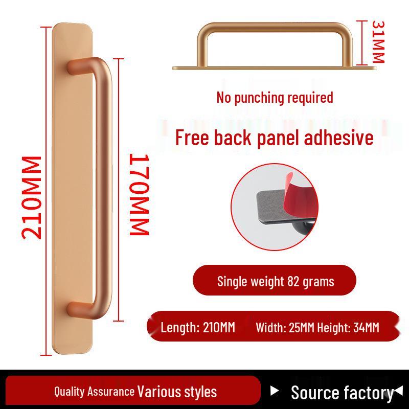 Aluminiumlegering Deurklink zonder Boren voor Glazen, Stalen, Kunststof Balkon-, Schuif- en Kastdeuren