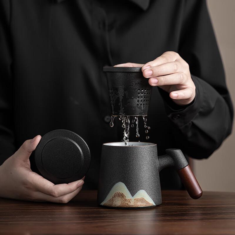 Sushi Ceramics Hand-Painted Cultural Office Tea Mug with Filter