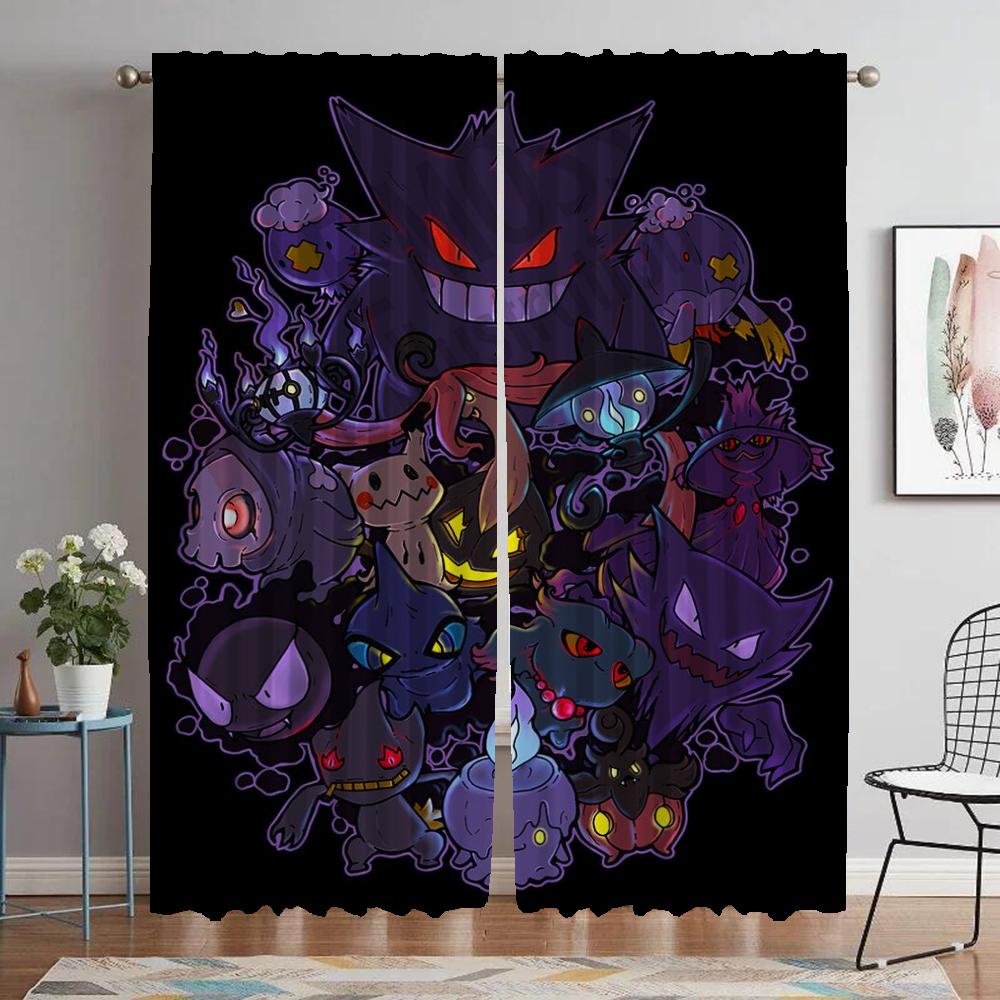 

Тюль Покемон для Спальні Елегантні Кімнатні Штори 2 Штуки Перегородка Затемнююча Штора Домашній Інтер єр Штори Жалюзі Вітальня Кухня W50xH70cmx2pcs-CL