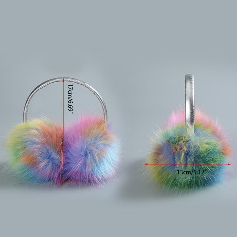 Modische Plüsch-Hörer für Damen, Winter, Warm, Weihnachts-Kopfhörer-Form, Mädchen-Ohrenschützer, Polarlichter-Farbe