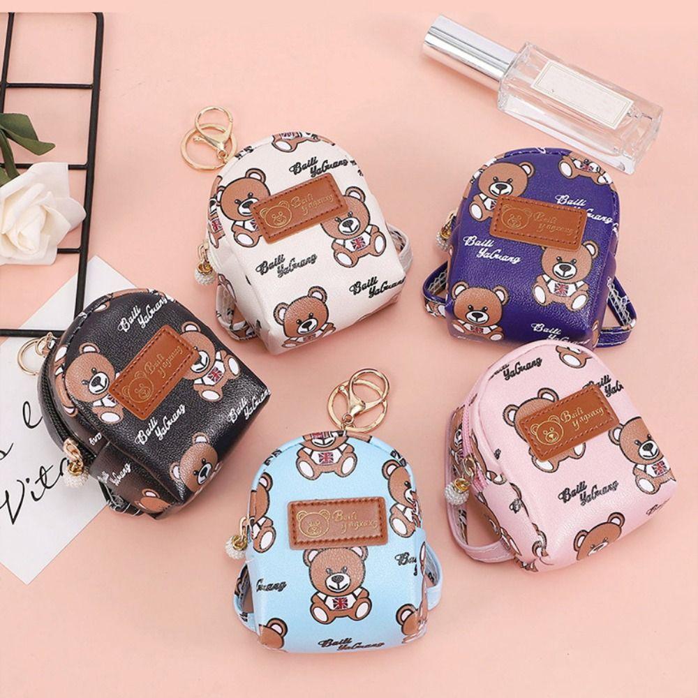 Mini Bear Coin Purse PU Leather Small Bag Coin Card Holder Girls