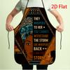 1pc 2D Flat Printing Kitchen Apron African American Woman Portrait Inspirational Quote "I Am The Storm" Geometric Border Design