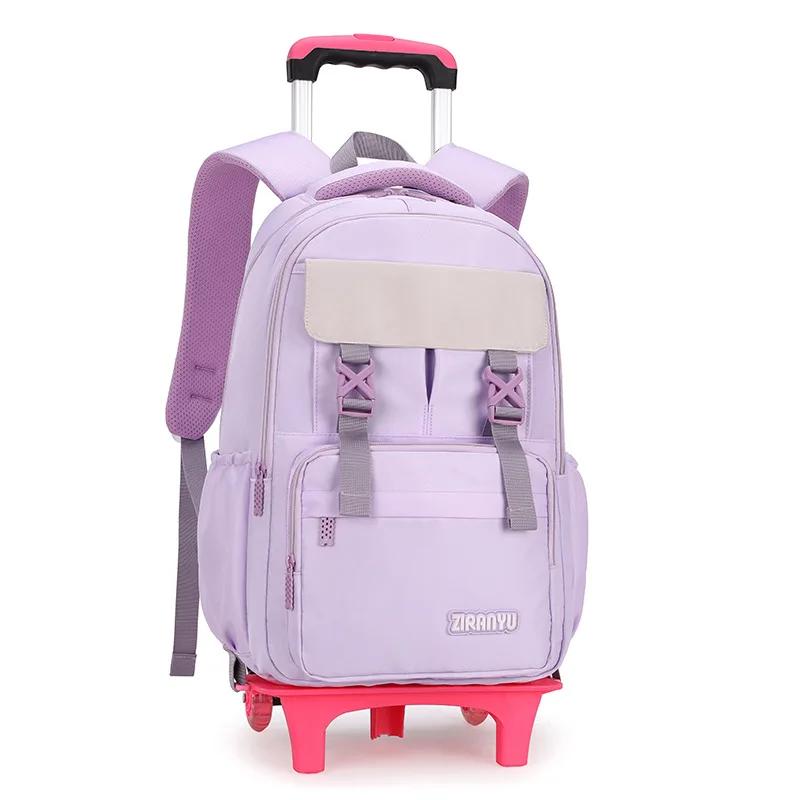 Zaino per Bambini e Ragazze Borsa da Scuola con Ruote Zaino Trolley Carino Zaino Scolastico Zaino con Ruote Portadocumenti