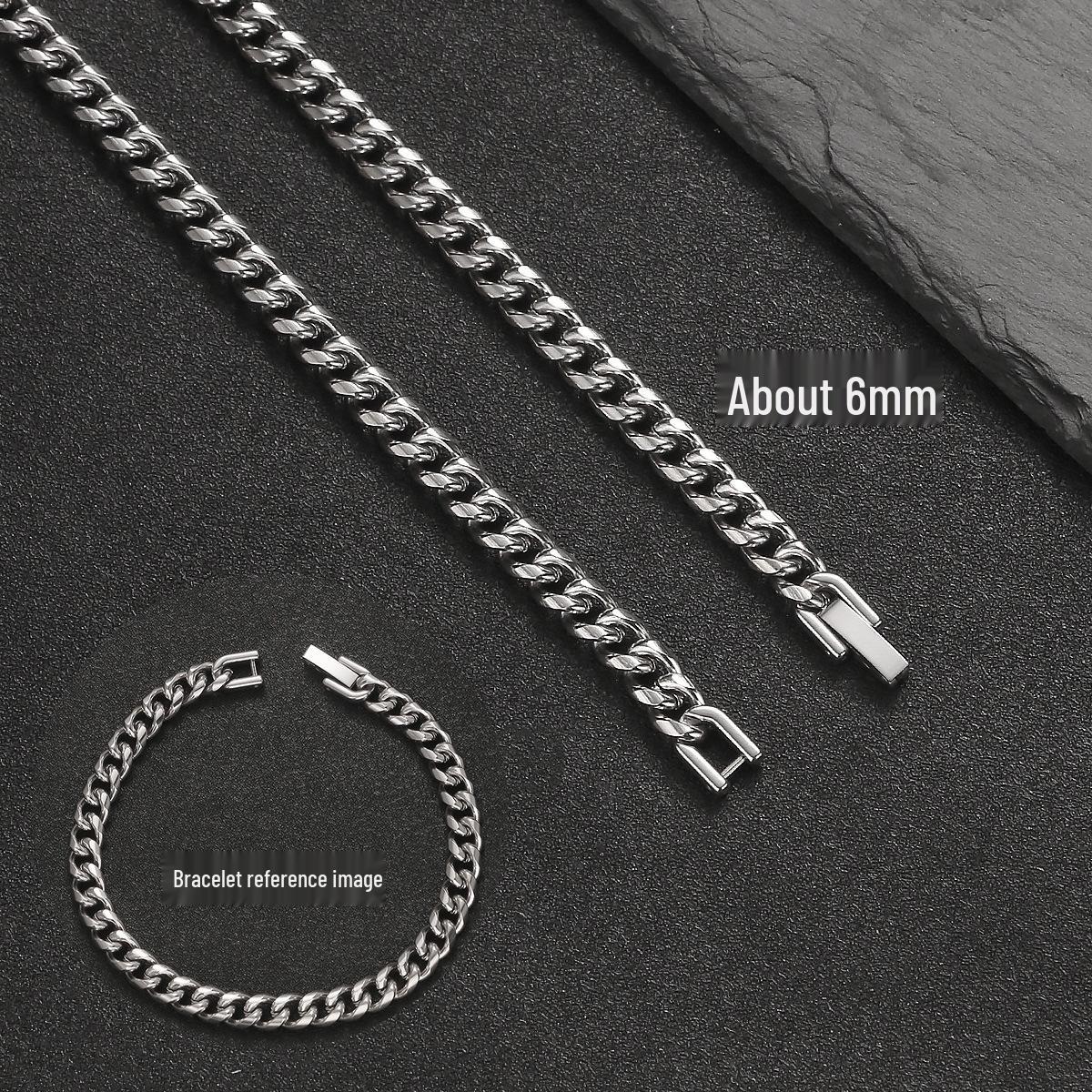 

Men s Titanium Steel Round Grind Chain Necklace Bracelet - Hip Hop Style, Non-Fading Jewelry 17cm Bracelet/Jewelry Clasp