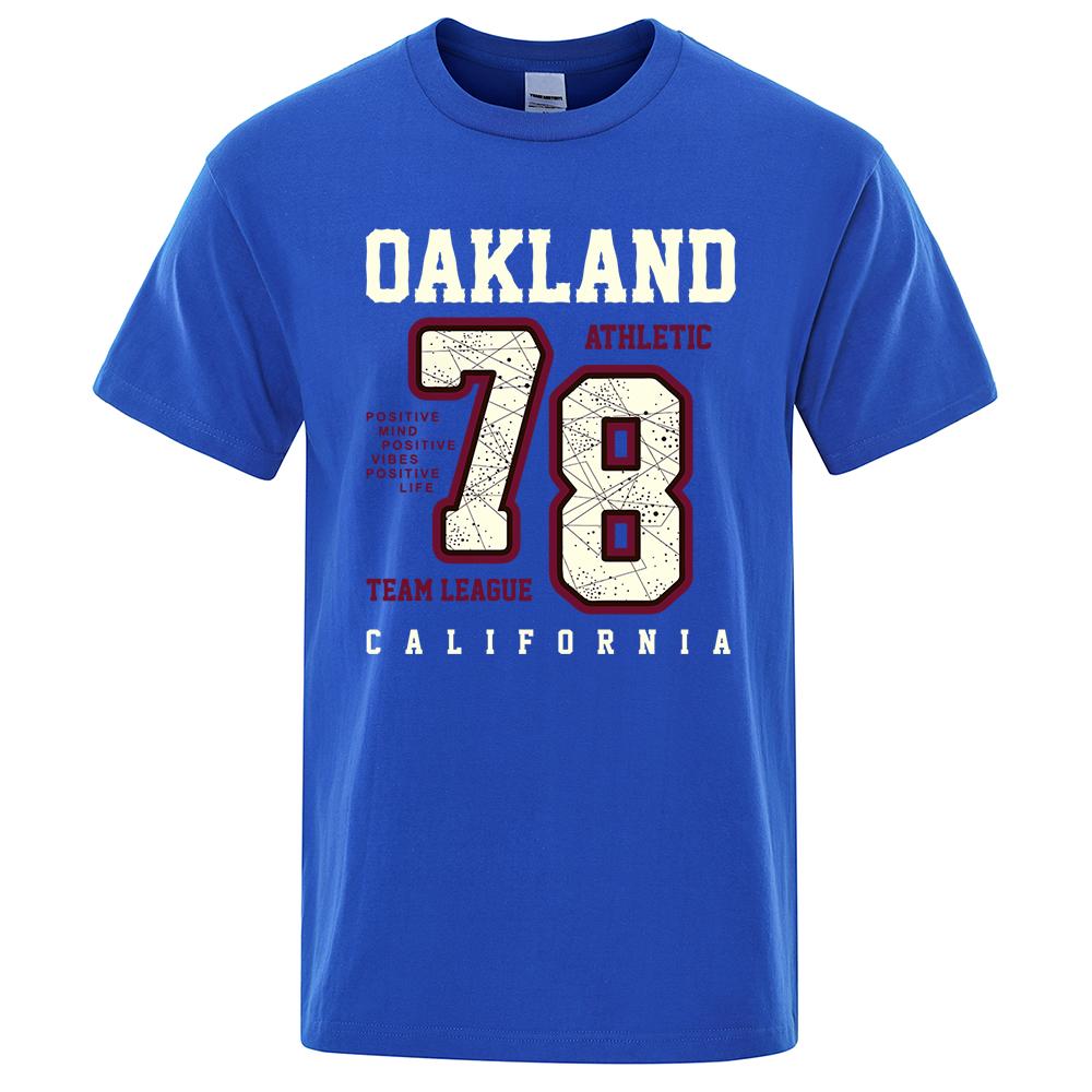Oakland Athletic 78 Team League California Men Tee T Shirt Cotton Summer T-Shirt Casual Breathable Clothes Oversize Short Sleeve