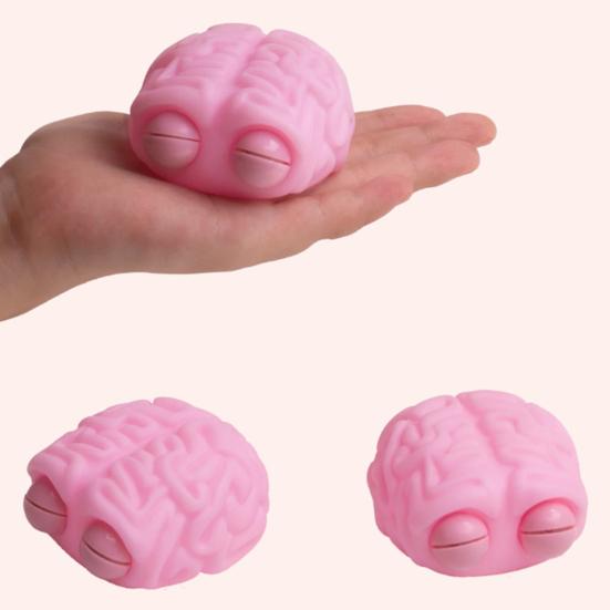Simulation Pink Brain Squeeze Toy Stress Relief Popping Eyes Brain Sensory Toy Decompression Stress Ball Realistic Brain Fidget Toy