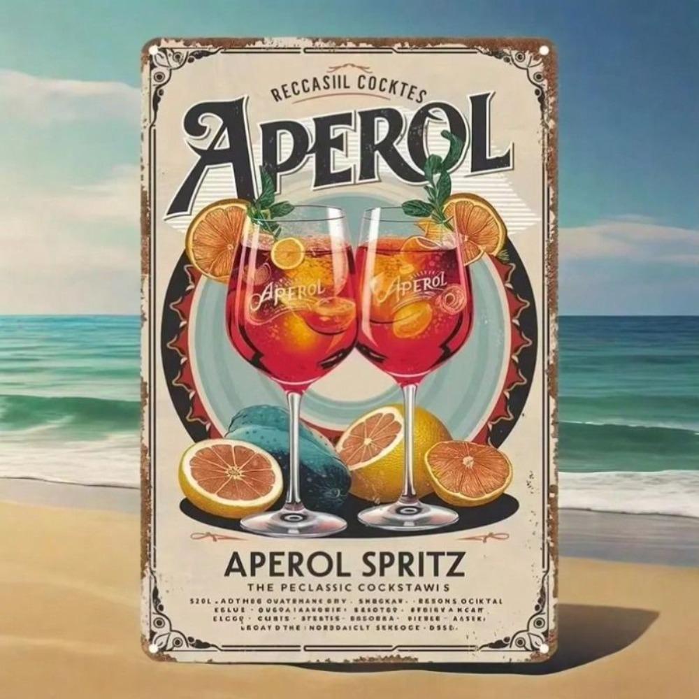 Vintage Aperol Cocktail Metal Sign for Wall Bar Cafe Decor Waterproof