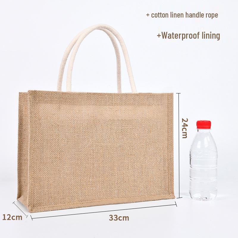 Custom DIY Hand-Painted Jute Burlap Tote Bag by MUJI