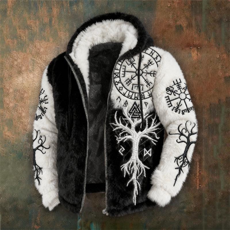 Men's 3D Print Flannel Hooded Zipper Cardigan: Winter Warm Fashion Sweatshirt