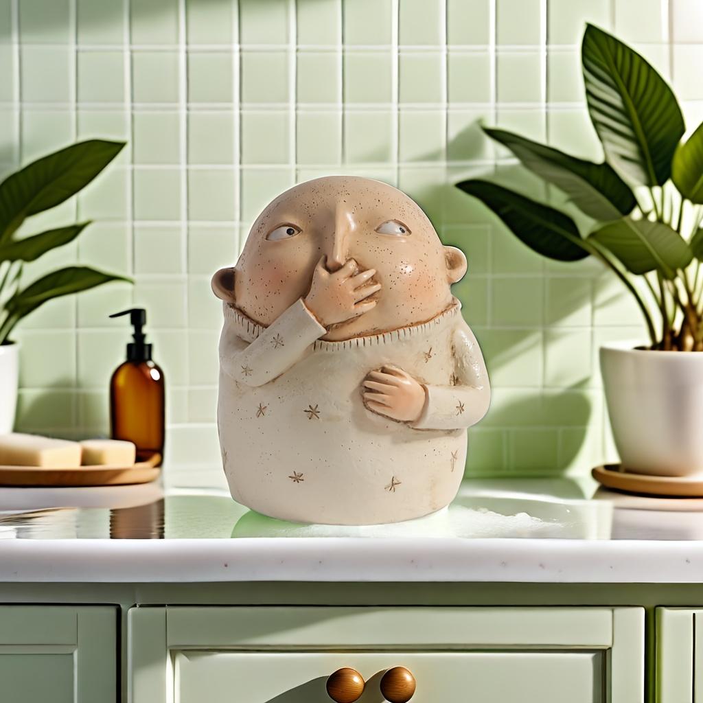 New Vulgar Resin Sculpture Funny Boy Girl Pinching Nose Statue Bathroom Decor Couple Gift