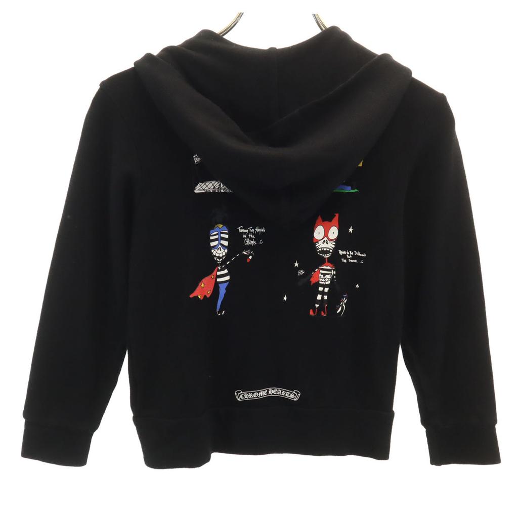 CHROME HEARTS Long Sleeve Zip Hoodie 4T Black Kid's Used