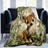 1PC Custom Name Baby Deer Nature Outdooor Flannel Blankets Throw Blanket All-Season Throw Gift Bedspread for Couch, Bed, Camping Holiday Birthday Gift