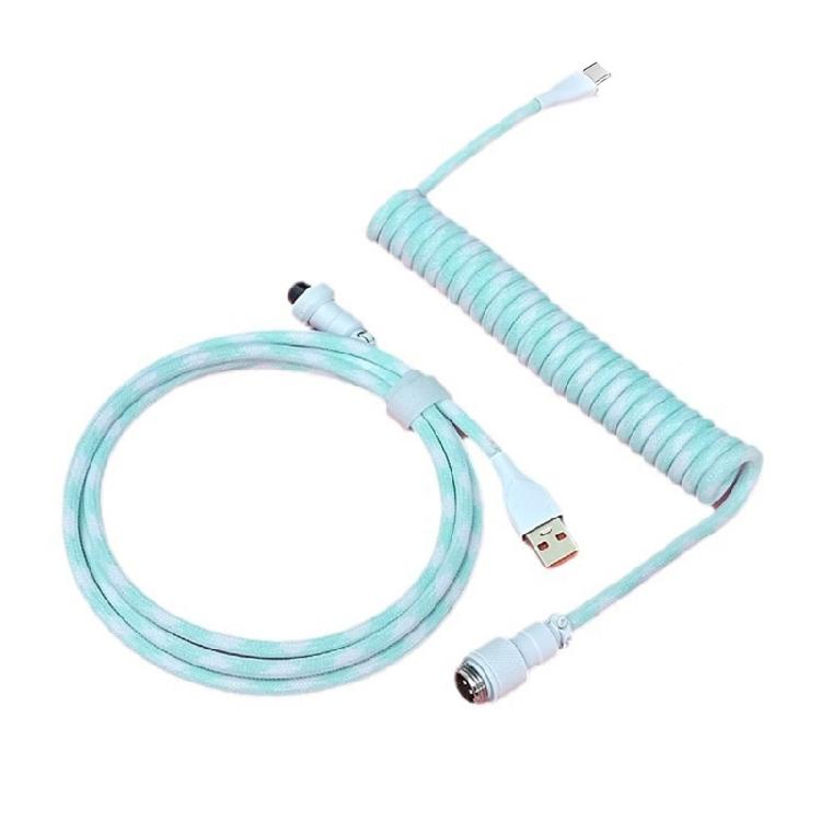 Coiled Keyboards Cable Aviation Cord TypeC to USB A for Mechanical Game Keyboards Charging Cord