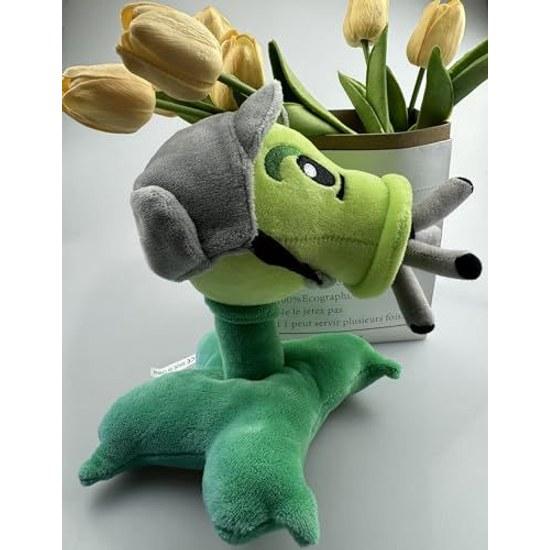 JHESAO 8-inch Plant Peashooter Zombie Plush Toy PVZ 1 2 Soft Doll Gatling