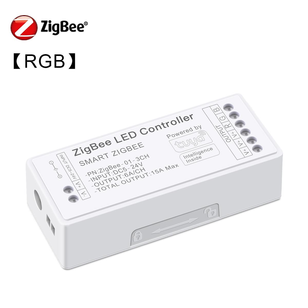 

Контроллер Zigbee 3.0 RGB CCT RGBW LED Strip Light Dimmer Голосовое управление Работает с Tuya Gateway Hue Bridge SmartThings Bridge