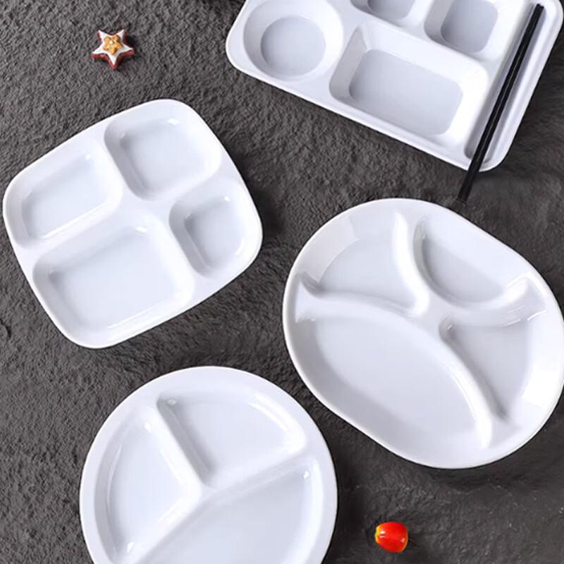 SPSR 14-inch Melamine Divided Buffet Tray - Pack of 5