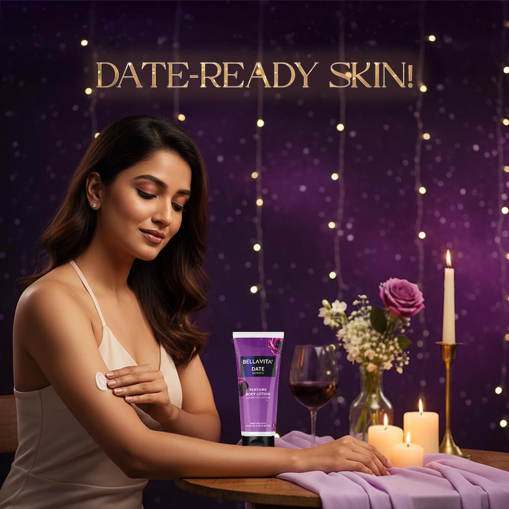 Bella Vita Luxury Date Woman Body Perfume Lotion for Nourishing, Hydrating, Soft, Supple,Healthy Skin with Argan Oil and Shea Butter 200 ml