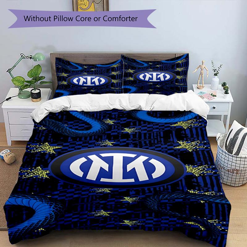 FC. Set Copripiumino con Fantasia Stampata Internazionale Milano – include 1 copripiumino e 2 federe coordinate Decorazione per la camera da letto Regali di Natale