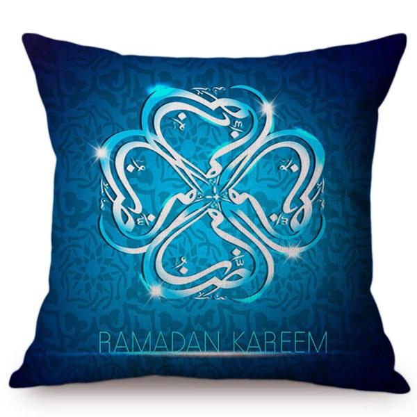 Islamic Eid Ramadan Sofa Decoration Throw Pillow Case Muslim Kareem Moon Greetings Text Symbols Cotton Linen Car Cushion Cover