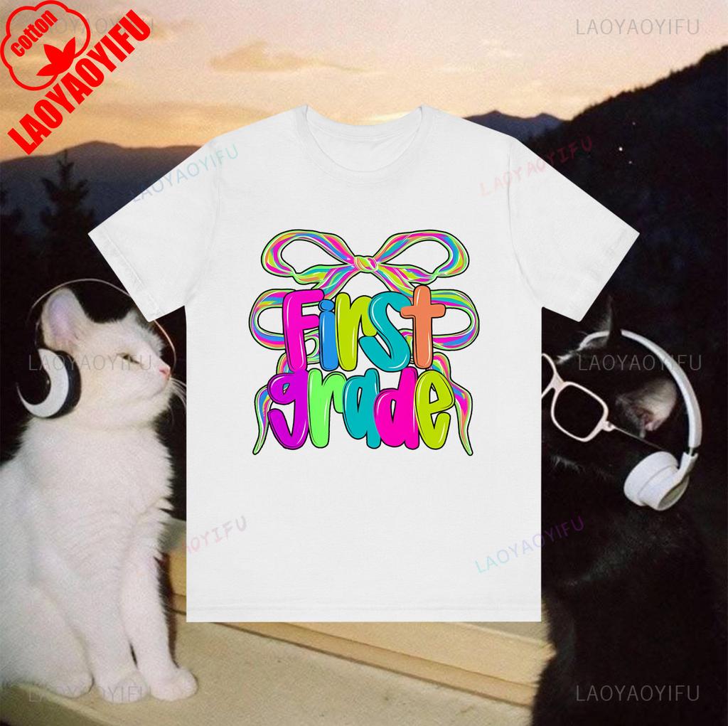 Preppy Teacher First Day School Shirt Back To School Shirt From Pre K To 4th Cotton Printed Tshirt Casual Streetwear Clothes