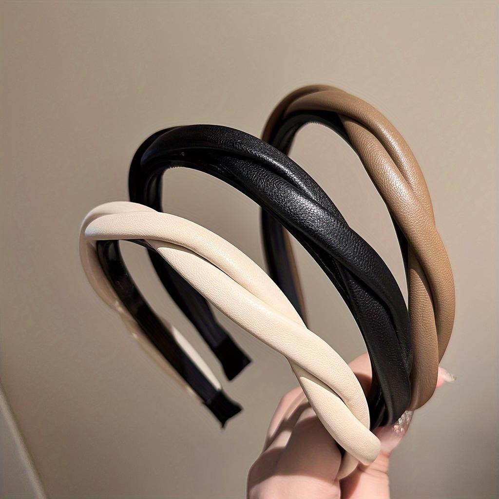 Twist Faux Leather Headband, Versatile And Stylish Headdress, Minimalist Hair Hoop, Hair Accessory.