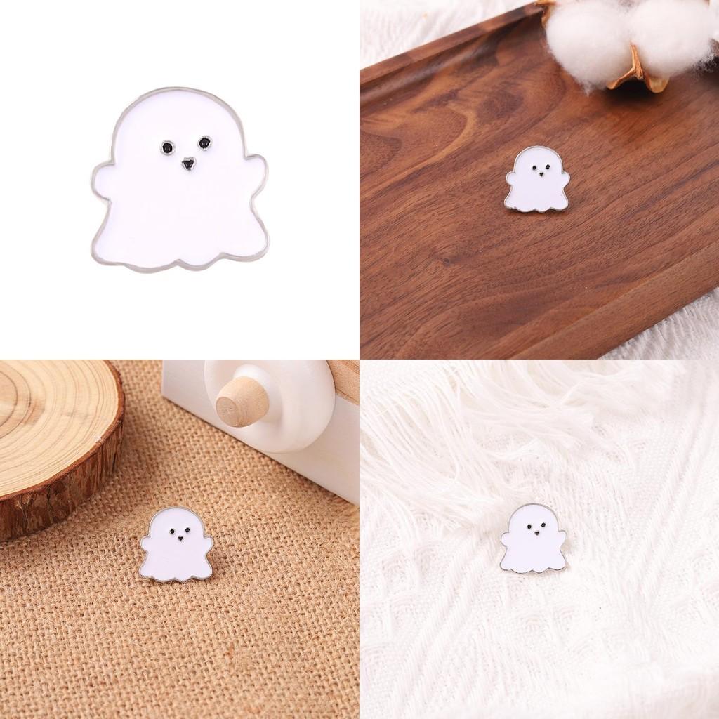 Cute Kawaii Ghost Brooch For Girls Stylish Minimalist Scarf Pin Metal Badge Accessory